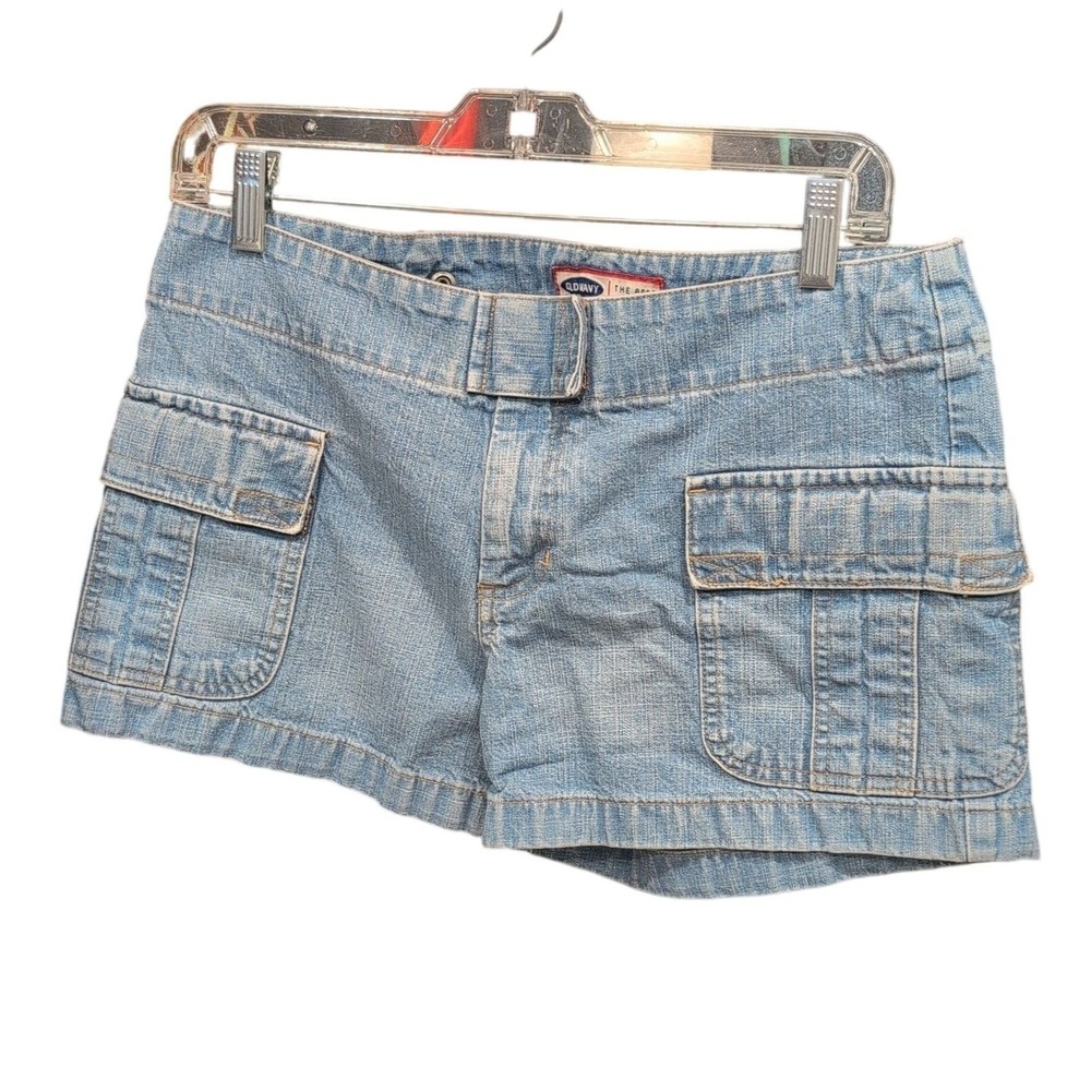 Y2K VINTAGE OLD NAVY SHORT MICRO SHORTS 8 COTTON CARGO POCKETS DENIM UTILITY